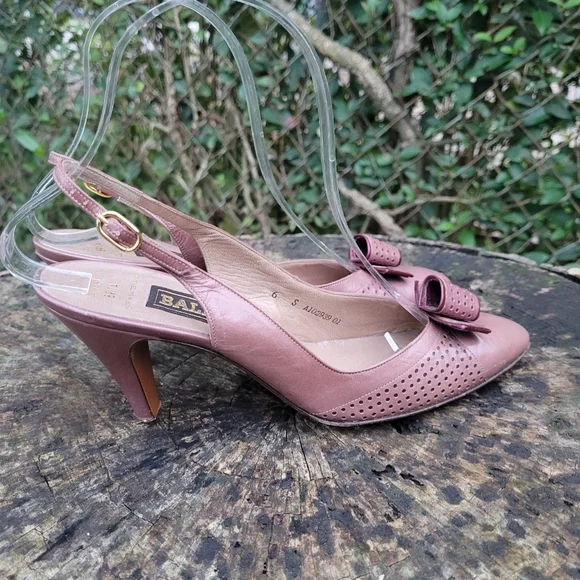 Women Vintage Leather Light Purple Slingback Sandals By Bally Size 6s - Picture 6 of 8